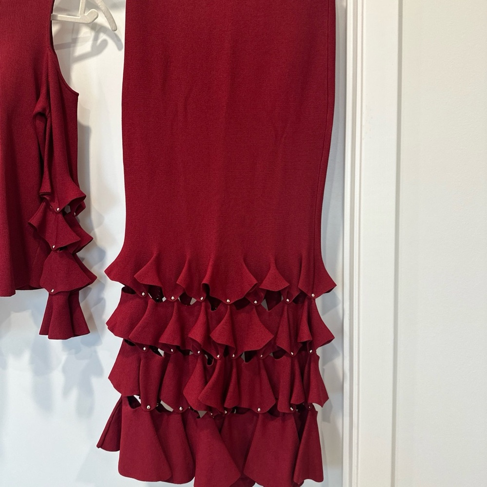 Jonathan Simkhai Red Ruffled Skirt Set - Picture 6 of 12